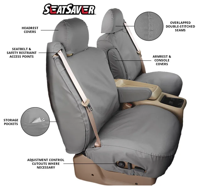 Misty Grey Polycotton Fabric Covercraft SS3372PCCT Custom-Fit Front Bench SeatSaver Seat Covers 