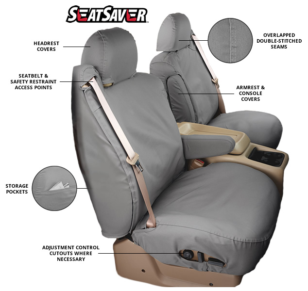 おすすめ HAPPYセレクトショップCovercraft Custom-Fit Front Bench SeatSaver Seat Covers  Polycotton Fabric, Misty Grey
